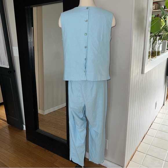 220 Hickory Light Blue Sleeveless Linen Blend 2-Piece Set – Size Large - Picture 4 of 12